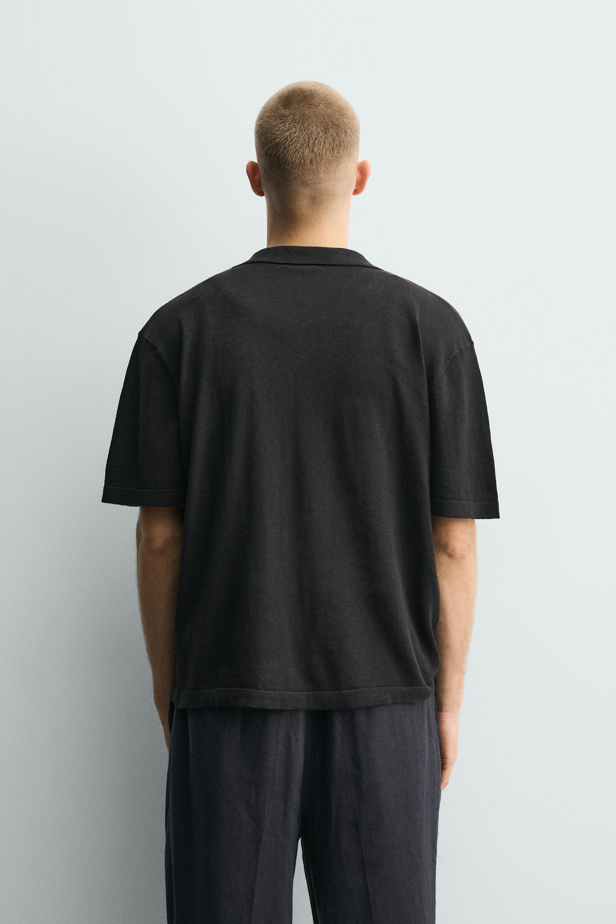 LINEN COTTON BLEND KNIT SHIRT